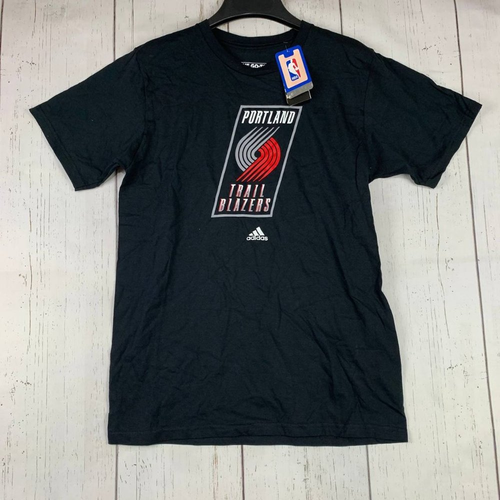 Portland Trail Blazers NBA Medium Adidas Casual T-Shirt Black New Men